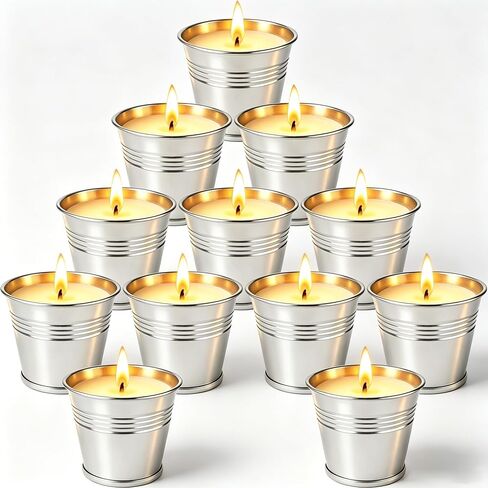Citronella Candles Outdoor, 12 Pack 2oz Small Portable Tin Candles, Natural Soy Wax and Citronella Essential Oil, Long Lasting for Patio, Backyard, Garden, Camping, Home, Indoor, 120 Total Hours in Saudi Arabia