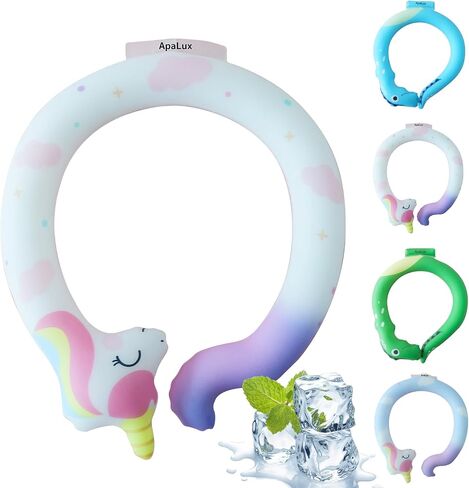 Neck Cooling Tube Kids Reusable Ice Ring Neck Cooler Tube for Kids Ice Ring Wearable Body Cooling Products for Outdoor Indoor, Relief for Hot Flashes and Summer (Pink Pony) in Kuwait