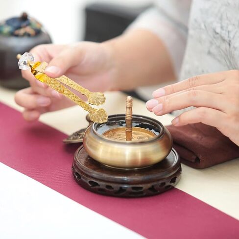 4 pcs Golden Incense Tongs, Vintage Charcoal Tongs with Floral Engraved Handle, Metal Incense Burner Clamp, Design Home Incense Clip, 4.32 inches in Kuwait