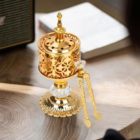 4 pcs Golden Incense Tongs, Vintage Charcoal Tongs with Floral Engraved Handle, Metal Incense Burner Clamp, Design Home Incense Clip, 4.32 inches in Kuwait
