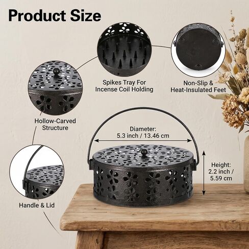 4 Pcs Portable Mosquito Coil Holder with Lid, Round Heat-Resistant Iron Alloy Incense Burner Box for Outdoor Camping, Balcony, Patio, Travel (Bronze) in Saudi Arabia