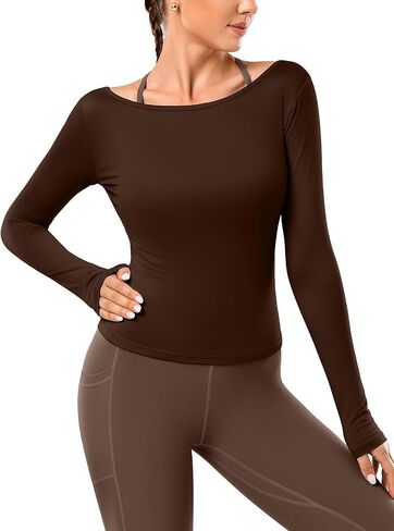 قمصان يوجا طويلة الأكمام للنساء، قمصان رياضية قابلة للعكس، قمصان رياضية ناعمة وخفيفة الوزن، قمصان بيلاتيس in Kuwait