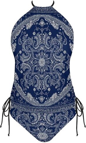 Womens Bikini Set Spaghetti Strap Swimsuit Blue Paisley Bandana Two Piece Bathing Suit with Removable Padding in Saudi Arabia