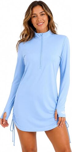 فستان Palmyth للسيدات لتغطية السباحة بعامل حماية من أشعة الشمس 50+ وأكمام طويلة نصف سحاب لتغطية الشاطئ للحماية من الشمس in Kuwait