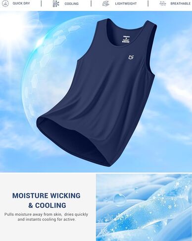 G Gradual Men's Workout Tank Tops Sleeveless Muscle Shirts Summer UPF 50+ Quick Dry Shirts for Men Athletic Running Gym(Dark Blue,2XL) in Saudi Arabia