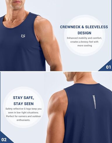 G Gradual Men's Workout Tank Tops Sleeveless Muscle Shirts Summer UPF 50+ Quick Dry Shirts for Men Athletic Running Gym(Dark Blue,2XL) in Saudi Arabia