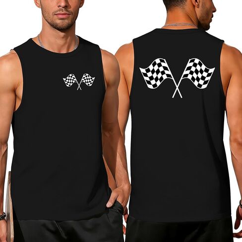 hohololo Racing Shirts for Men: Checkered Flag Tank Tops Race Car Shirts Race Lover Sleeveless Summer Race Day Vest Tee in Saudi Arabia