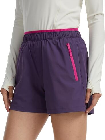 Pioneer Camp Women's Athletic Running Shorts 4" Water Resistant Stretch Lightweight Hiking Workout Shorts for Gym Travel in Kuwait