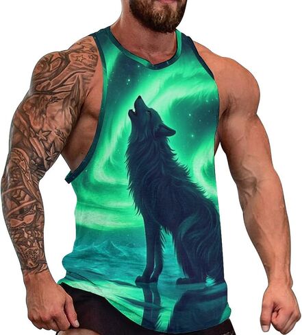 Mens Cool Wolf Graphic Tank Tops 3D Print Sleeveless Summer Casual Gym Workout Muscle T Shirts in Saudi Arabia