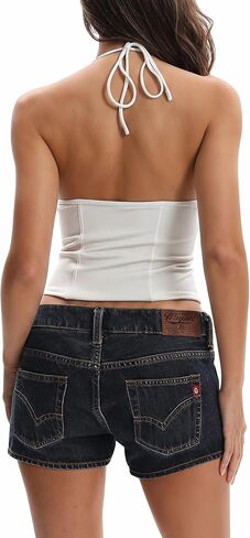 Women's Halter Tank Top Summer Sexy Lace-Up Backless Going Out Corset Crop Tops in Kuwait