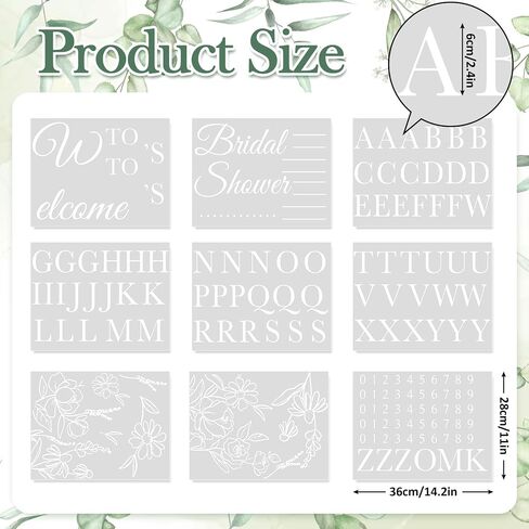JarThenaAMCS 9Pcs White Flower Bridal Shower Mirror Decals Welcome Sign DIY Name Date Removable Letter Floral Vinyl Wall Stickers for Wedding Engagement Marriage Reception Decor in Kuwait