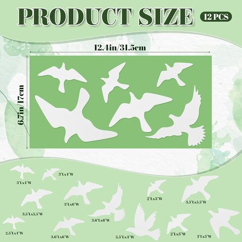 12 Pcs Anti-Collision Window Bird Stickers Decals Anti-Collision Window Stickers for Birds,Glass Door Protect and Prevent Bird Strikes (Clear) in Saudi Arabia