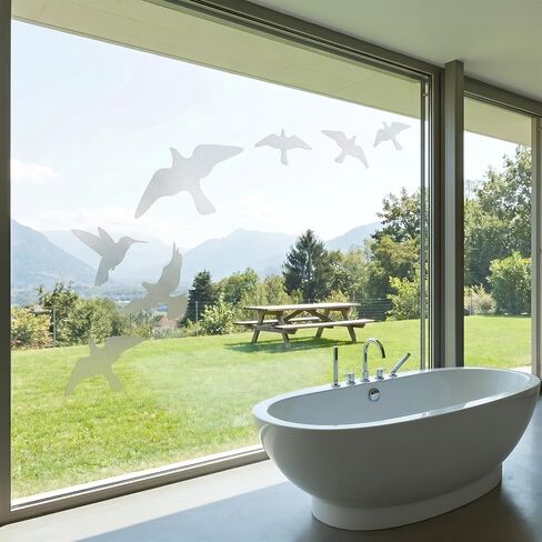 12 Pcs Anti-Collision Window Bird Stickers Decals Anti-Collision Window Stickers for Birds,Glass Door Protect and Prevent Bird Strikes (Clear) in Saudi Arabia