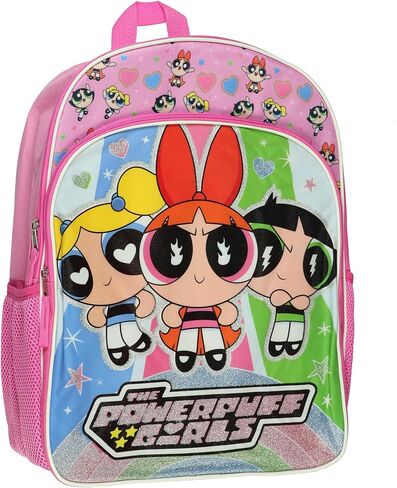 حقيبة ظهر Fast Forward The Powerpuff Girls Blossom Buttercup Bubbles مقاس 16 بوصة حقيبة كتب لامعة مع أشرطة مبطنة قابلة للتعديل in Kuwait