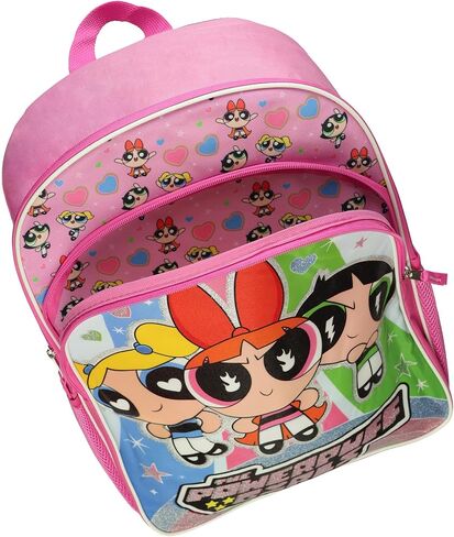 حقيبة ظهر Fast Forward The Powerpuff Girls Blossom Buttercup Bubbles مقاس 16 بوصة حقيبة كتب لامعة مع أشرطة مبطنة قابلة للتعديل in Kuwait