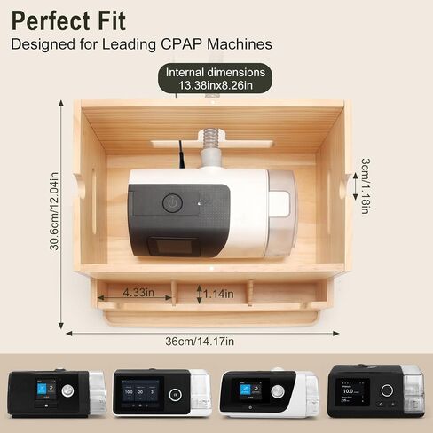 Wood CPAP Storage Box for Nightstand, Bedside CPAP Stand to Hide and Organize Your Machine, Travel CPAP Supplies Organizer for ResMed AirSense 11/10, Hose & Cable Management in Saudi Arabia