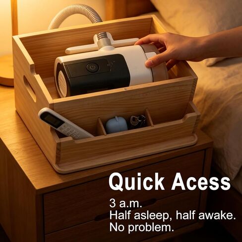 Wood CPAP Storage Box for Nightstand, Bedside CPAP Stand to Hide and Organize Your Machine, Travel CPAP Supplies Organizer for ResMed AirSense 11/10, Hose & Cable Management in Saudi Arabia