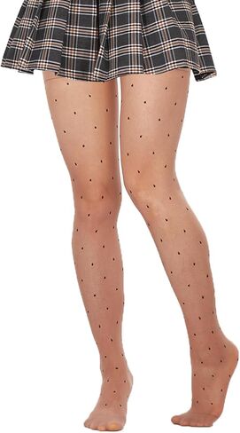 Benefeet Sox Womens Sheer Tights High Waist Sexy Lace Pantyhose Polka Dot Pattern Transparent Stockings in Kuwait
