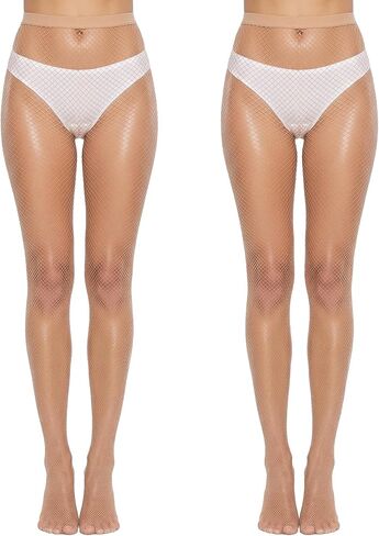 2 PCS Natural Color Fishnet Stockings Womens Nude High Waist Fishnet Tights Mesh Stockings Fishnets Women Tights Stocking Thigh High Pantyhose for Party Music Festival Dress in Saudi Arabia