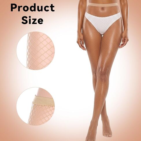 2 PCS Natural Color Fishnet Stockings Womens Nude High Waist Fishnet Tights Mesh Stockings Fishnets Women Tights Stocking Thigh High Pantyhose for Party Music Festival Dress in Saudi Arabia