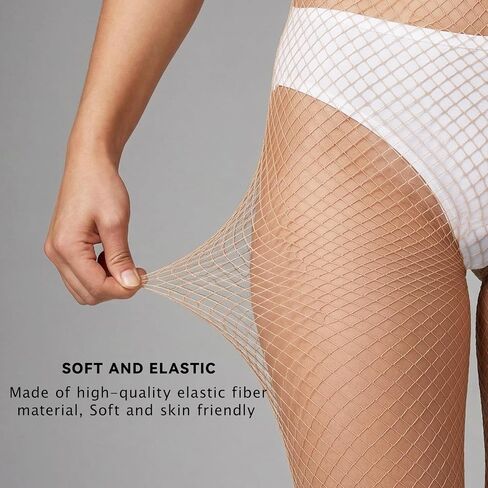 2 PCS Natural Color Fishnet Stockings Womens Nude High Waist Fishnet Tights Mesh Stockings Fishnets Women Tights Stocking Thigh High Pantyhose for Party Music Festival Dress in Saudi Arabia