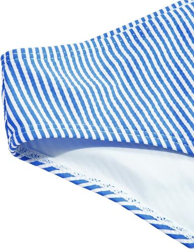 Women's Striped Bandeau Tankini Swimsuits Side Drawstring Two Piece Swimsuit Thong Bathing Suit in Saudi Arabia