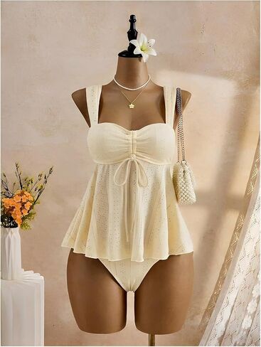 Verdusa Women's Plus Size 2 Piece Tankini Sets Ruffle Flowy Tank Tops with Panty Bathing Suits in Kuwait