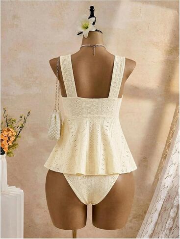 Verdusa Women's Plus Size 2 Piece Tankini Sets Ruffle Flowy Tank Tops with Panty Bathing Suits in Kuwait