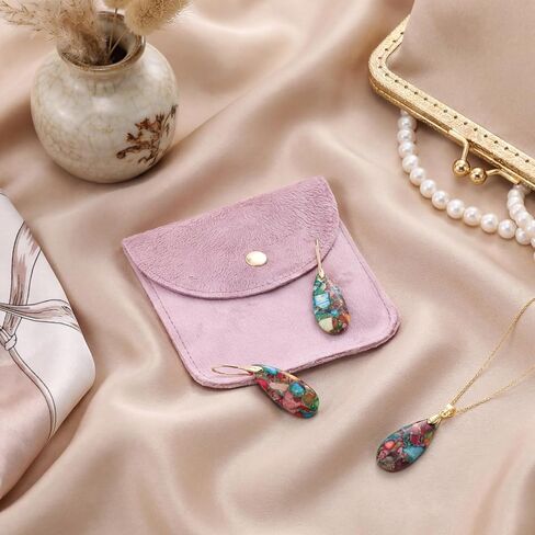 Kingdder Natural Stone Jewelry Set for Women Imperial Healing Stone Necklace Colorful Teardrop Dangle Earings Boho Jewelry in Kuwait
