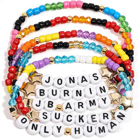 AICase for jonas Merch Brothers Gifts Inspired Bracelets 5 Pcs Stackable Stretch Beaded Friendship Bracelets Concert Outfit Vinyl Poster Sticker Merchandise Gifts for Fans Women Birthday Christmas in Kuwait