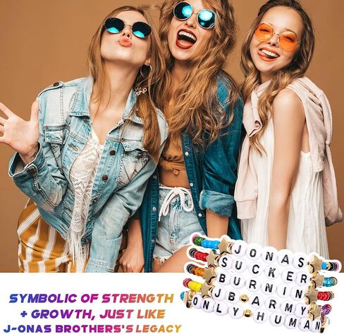 AICase for jonas Merch Brothers Gifts Inspired Bracelets 5 Pcs Stackable Stretch Beaded Friendship Bracelets Concert Outfit Vinyl Poster Sticker Merchandise Gifts for Fans Women Birthday Christmas in Kuwait