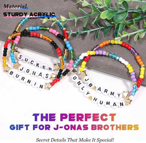AICase for jonas Merch Brothers Gifts Inspired Bracelets 5 Pcs Stackable Stretch Beaded Friendship Bracelets Concert Outfit Vinyl Poster Sticker Merchandise Gifts for Fans Women Birthday Christmas in Kuwait