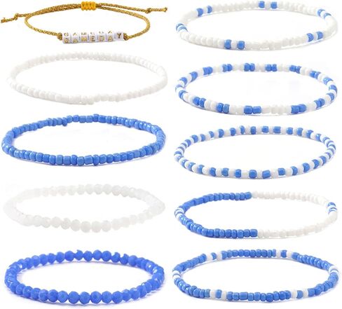 Game Day Bracelets for Women，Beaded Bracelets Fashion Gameday Outfis,Stakable Bracelet Set Trendy Jewelry Gifts for Her in Saudi Arabia