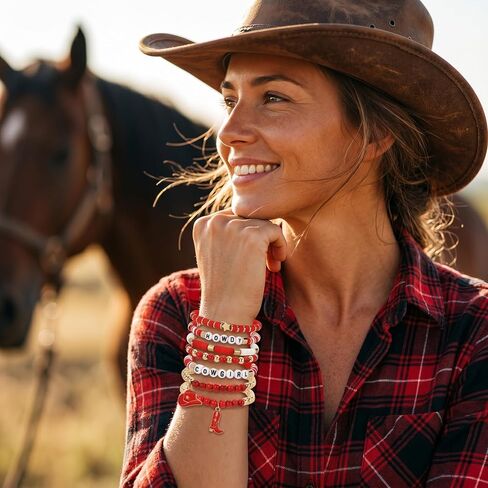 pVq Western Cowgirl Bracelets for Women Heishi Clay Beaded Stretch Bracelet Elastic Layering Cowboy Country Bracelets Party Jewelry Outfits Accessories Gifts in Saudi Arabia