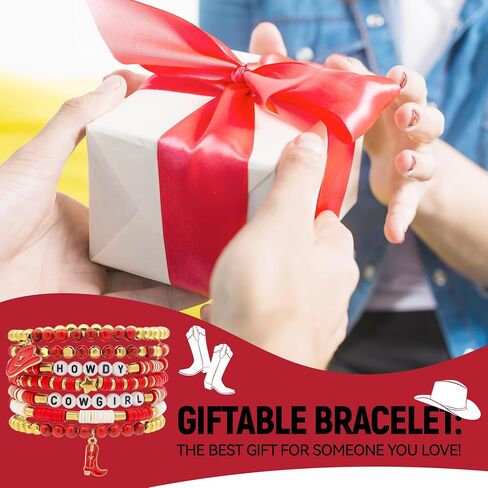 pVq Western Cowgirl Bracelets for Women Heishi Clay Beaded Stretch Bracelet Elastic Layering Cowboy Country Bracelets Party Jewelry Outfits Accessories Gifts in Saudi Arabia