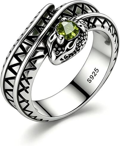 Mystic Coiled Serpent Ring, 925 Sterling Silver, Red Ruby-like Gem, Viking-inspired Snake Jewelry for Women and Men in Kuwait