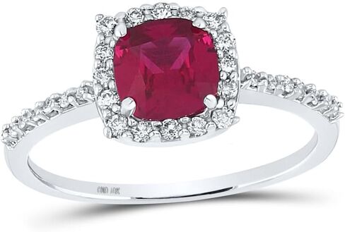 Jewels By Lux 10K Yellow Or White Gold 1/5ctw Diamond 1 1/3ct Ruby Synthetic Gemstone Ring, Women's Size: 5-9 in Kuwait