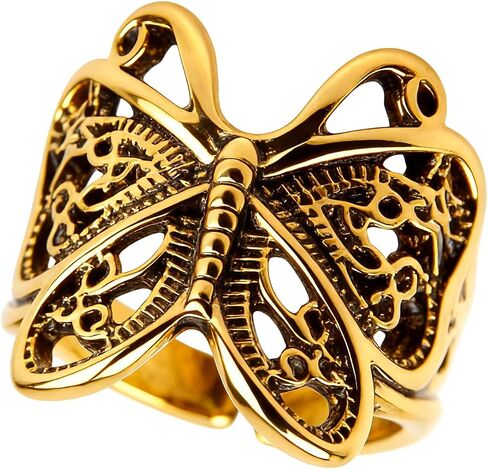 Butterfly Wrap Rings,Butterfly Ring for Women, Adjustable Open Carved Texture Butterfly Ring,Vintage Metal Insects Knuckle Finger Rings,Cute Animal Ring,Statement Jewelry Gifts for Women in Kuwait