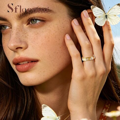 Butterfly Fidget Spinner Ring for Women - 18K Gold Plated Stainless Steel Rotating Anxiety Relief Jewelry, Size 6-10 in Saudi Arabia