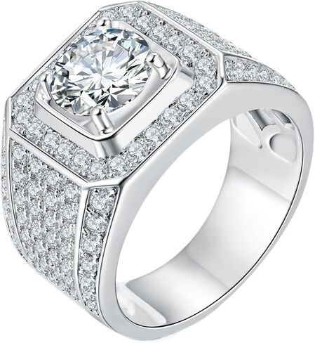 1-5CT Moissanite Rings for Men Diamond Wedding Bands 18K 925 Sterling Silver Moissanite Ring Moissanite Engagement Rings Mens Diamond Rings Gold Diamond Promise Ring for Him in Saudi Arabia