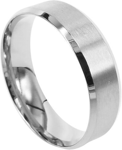 Everstone Men Titanium Ring Silver Matte Wedding Band Anniversary Engagement Ring Unisex Ring 7mm Size 3.5-16.5 in Saudi Arabia