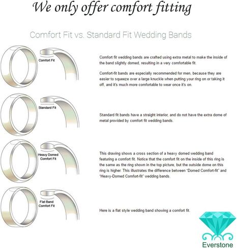 Everstone Men Titanium Ring Silver Matte Wedding Band Anniversary Engagement Ring Unisex Ring 7mm Size 3.5-16.5 in Saudi Arabia