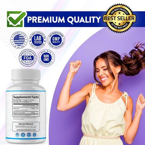 Magnesium Glycinate 500mg Magnesium Supplement - Chelated for High Absorption & Bioavailability Support Sleep, Muscle, Bones, Cramps, Recovery & Energy, Vegan Non-GMO 90 Capsules Pack of 1 in Saudi Arabia