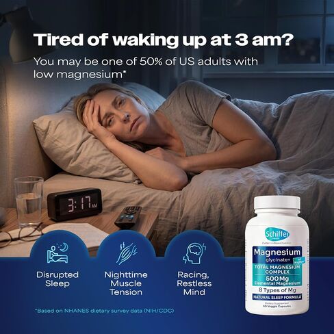 Magnesium Complex Supplement – 8 Elemental 500mg Magnesium Glycinate, Citrate, Malate with MagFlow™ - Sleep, Muscle & Relaxation Support | 60 Capsules | Non-GMO, Vegan, 3rd Party Tested, Made in USA in Saudi Arabia
