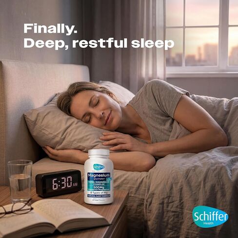 Magnesium Complex Supplement – 8 Elemental 500mg Magnesium Glycinate, Citrate, Malate with MagFlow™ - Sleep, Muscle & Relaxation Support | 60 Capsules | Non-GMO, Vegan, 3rd Party Tested, Made in USA in Saudi Arabia