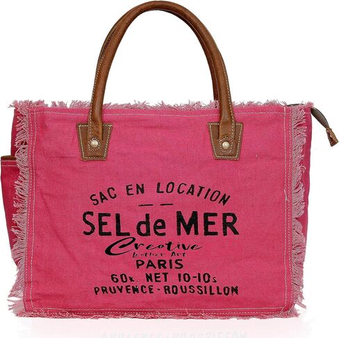 حقيبة يد قماشية من Sel de Mer للنساء، حقيبة كتف، حقيبة يومية كاجوال، حقيبة شاطئ، حقيبة سفر، حقيبة تسوق in Kuwait