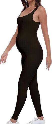 BDITANLE Maternity Workout Leggings Pregnancy Yoga Ribbed One Piece Seamless Tank Top Leggings Romper in Saudi Arabia