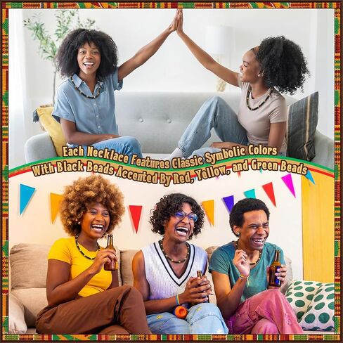 48 قطعة من هدايا حفلات Juneteenth من Kenning، قلادات مطرزة بالخرز الجامايكي الراستا، قلادات Juneteenth الأفريقية للرجال والنساء، ديكور حفلات الحرية في يونيو 19 in Kuwait