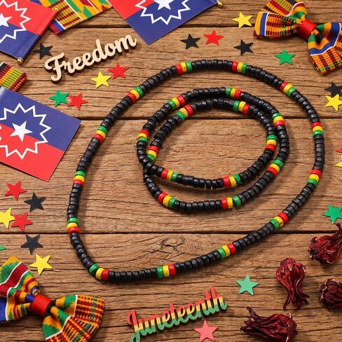 48 قطعة من هدايا حفلات Juneteenth من Kenning، قلادات مطرزة بالخرز الجامايكي الراستا، قلادات Juneteenth الأفريقية للرجال والنساء، ديكور حفلات الحرية في يونيو 19 in Kuwait