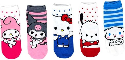 Hyp Sanrio Hello Kitty and Friends My Melody Kuromi Pochacco Cinnamoroll للصغار/النساء 5 قطع جوارب للكاحل in Kuwait